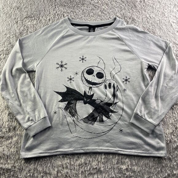 Jack Skellington Sleepwear Youth Medium Gray Black Nightmare Before Christmas - Picture 2 of 13